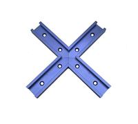 Kit di intersezione a T con fori di montaggio preforati per binario a T universale, per maschere e dispositivi per la lavorazione del legno (100 mm, blu)