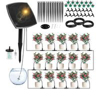 Kit di Irrigazione Automatica Solar, Sistemi di Irrigazione Solare con Timer Tubo Flessibile da 15M 12 Modalità timer per Giardin Balcone Piante in Vaso