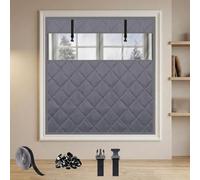 Kit di Isolamento Finestre Invernale, Coperta Termica Antivento a 3 Strati in Tessuto Oxford, Tende Avvolgibili Adesive Impermeabili, Copertura per Casa(Grigio,81x259cm)