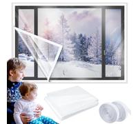 Kit di isolamento - Pellicola trasparente per clima freddo, copertura trasparente | Adatto per telai in alluminio, scorrevoli, battenti, consente la rimozione, rinsi bagno, isolamento domestico a
