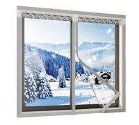 Kit di isolamento per finestre fai-da-te Pellicola trasparente con cornice adatta a rivestimenti più piccoli qualsiasi dimensione mantenere caldo il freddo fuori dalla tempesta grigio. W180cm,H150cm
