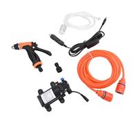 Kit di lavaggio auto con pompa ad acqua portatile ad alta pressione da 12 V, macchina elettrica con spray regolabile, per auto, moto, bici, patio, mobili per esterni, arancione e nero