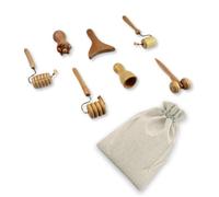 Kit di legnooterapia per il viso | Legnooterapia | Kit composto da 7 elementi realizzati in legno di loto e guarnizioni dorate | Design esclusivo.