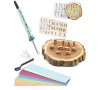 Kit di lettere per bruciare il legno, 26 pezzi, timbri in ferro per legno, pelle, cappelli, barbecue, pane, con ferro elettrico da 80 W (1,6 cm, 10 numeri colorati)