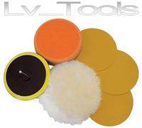 KIT DI LEVIGATURA E LUCIDATURA PLASTICA LEGNO METALLO PER TRAPANO 6PZ 125mm
