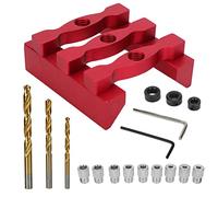 kit di localizzatori di fori per trapano. Dima for fori a tre tasche con punta da trapano HSS, set 18 pezzi, dime di centraggio autocentranti, dima for piani lavoro in lega alluminio, angolo 90°