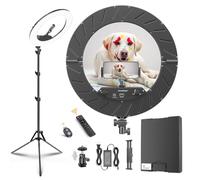 Kit di luci ad anello da 45 cm, luce LED dimmerabile da 55 W, supporto treppiede, telecomando, scatola, CRI95 (18) (nero, 18-2)