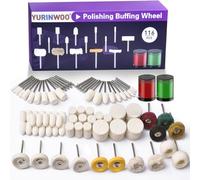 Kit di lucidatura da 114 pezzi con 2 composti lucidanti per Dremel, ruote abrasive per lucidatura e accessori per utensili rotanti con gambo da 1/8 di pollice, kit di levigatura per metallo, legno,