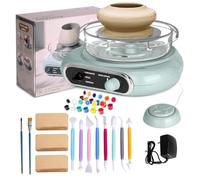 Kit di Macchine per Ceramica con tornio Elettrico, Mini Strumento per formare Argilla con Piattaforma Girevole Rimovibile e Accessori, per Bambini, Adulti e Principianti Green