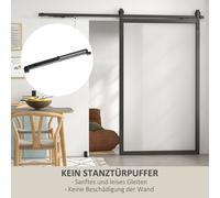 Kit di Maniglie per Porte Scorrevoli 244cm Acciaio al Carbonio con Rulli Anti-Schiacciamento Fermaporta e Guida a Terra Nero