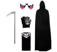 Kit di mantello con cappuccio per Halloween - Costume ideale per bambini e adulti - Accessorio spaventoso per feste, giochi e rappresentazioni - mantello lungo unisex per divertimento e terrore in tem