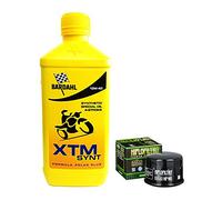 Kit di manutenzione per moto Motocar - Filtro olio in acciaio inossidabile per Yamaha T-Max 500/530 e Kymco Xciting 500 - Kit tagliando Bardahl XTM Synt 10W40 4T + Filtro olio HifloFiltro HF985