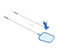 Kit di manutenzione per piscina, 2 pezzi, con asta telescopica in alluminio in 5 pezzi, paletta e aspiratore subacqueo per piscina, vasca idromassaggio, spa, cura dell'acqua e pulizia