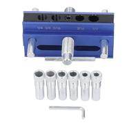 Kit di maschere per tasselli con 6 boccole per trapano Guida per foratura autocentrante per la lavorazione del legno per fori diritti Blu