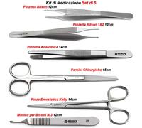 Kit di Medicazione Pinzetta Anatomica Adson Pinza Emostatica Forbici Chirurgiche