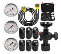 Kit di misuratori di Prova Idraulici, Kit di Prova della Pressione dell'azoto, con 3 manometri, 7 raccordi e 1 Tubo del Gas, Strumenti di Ricarica del Gas dell'accumulatore di azoto