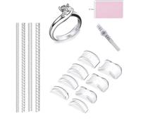 Kit di misuratori per anelli, 12 pezzi invisibili, trasparenti, con righello di misurazione e panno per la pulizia, distanziatore per anelli per donne e uomini, per rendere gli anelli più piccoli