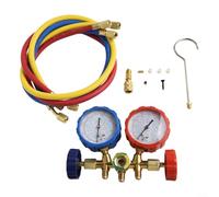 Kit di misurazione diagnostico e di servizio per sistemi di climatizzazione con collettore in ottone e manometro a doppia testa per apparecchiature automobilistiche, commerciali e di refrigerazione