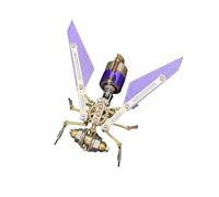 Kit di modellini di vespe robotiche in metallo 3D, montaggio fai da te, kit di puzzle steampunk modello insetto, ideale per decorazioni da scrivania (127 pezzi/lama-membrana vespa B)