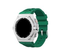 Kit di modifica della cassa in lega metallica, for Samsung Galaxy Watch 8 40mm 8Classic 46mm Kit di sostituzione del cinturino in silicone(Silver-green,For Galaxy 8 44mm)