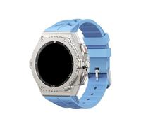 Kit di modifica della cassa in lega metallica, for Samsung Galaxy Watch 8 40mm 8Classic 46mm Kit di sostituzione del cinturino in silicone accessori(Titanium-blue,For Galaxy 8 44mm)