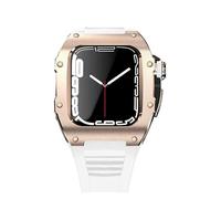 Kit di modifica della custodia in lega di titanio per 8 7 cover cinturino in gomma fluoro da 45 mm per iwatch sereis 6 se 5 4 set di bande da 44 mm (colore: d, dimensione: 44 mm per 6/5/4/SE)