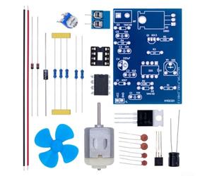 Kit di modulazione di larghezza di impulso focalizzato apprendimento con componenti D2 C1 R1 R2 W1 e IC1 per la generazione di segnali di impulso regolabili