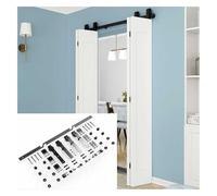 Kit di montaggio a parete for binario for porta del fienile in acciaio al carbonio, con guida for pavimento con maniglia, adatto for uso interno ed esterno(150cm orbit)