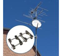 Kit di montaggio con morsetto per palo antenna doppio per parabole