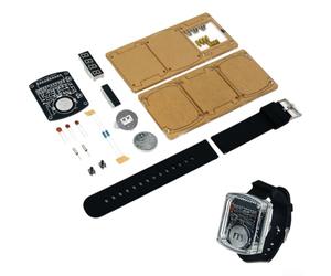 Kit di montaggio fai da te per orologio a LED, con guscio in acrilico e cinturino in silicone, display digitale rosso, interruttore orario 12/24 ore, cronometro, conto alla rovescia, compatibile con