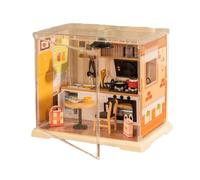 Kit di montaggio in miniatura, mini raschiatura set, modello di assemblaggio manuale con design e costruzione artigianale per adulti, libro di libri, caffè, 6,02 x 6,93 x 4,84 pollici