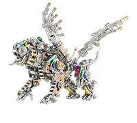 Kit di montaggio modello tigre del Bengala in metallo 3D alato - Set di costruzione meccanico fai da te Steampunk, 700+PCS Puzzle in acciaio inossidabile con placcatura colorata per adulti, Halloween