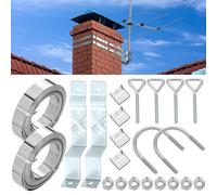 Kit di Montaggio per Antenna a Comignolo Blulu Tipo Z con Cinghie in Acciaio Galvanizzato Regolabili da 12 Piedi e Accessori, Staffa per Antenna TV in Acciaio Inox per Comignolo fino a 12 Piedi di