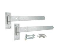 Kit di montaggio per cancello con gancio diritto e fascia zincata resistente, 630 mm, ideale per porte in legno per garage e cancelli da giardino