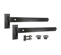 Kit di montaggio per cancello con gancio dritto e fascia in resina epossidica resistente, 630 mm, ideale per porte in legno per garage e cancelli da giardino