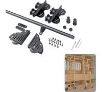 Kit di Montaggio per Scala A Rotelle per Biblioteche Binari per Scale Mobili in Tubo Tondo Retrattile in Acciaio Nero, Hardware per Scala per Scale per Biblioteche S, Black, 3.3ft/100cm Track Kit