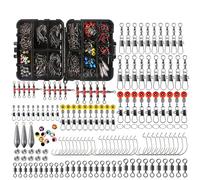 Kit di morsetti per pesca da 158 pezzi Scatola attrezzi ad alta resistenza con a barile cuscinetto Morsetto 3 vie Snap serratura duo Piombi Slitte Perline pesce basso trota acqua dolce salata costiera