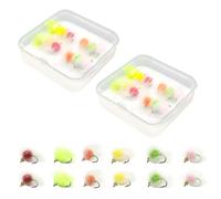 Kit di Mosche per Pesca a Mosca, 24 Pezzi Esche Morbide da Pesci con Scatola Portaoggetti, Esca di Galleggianti per Pesca alla Spigola, Trota, Salmone per Acqua Dolce e Salata