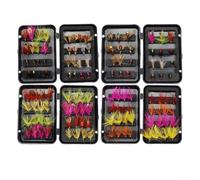 Kit di mosche per pesca a mosca, 3224 pezzi, con formiche secche, bagnate, ninfe, per trota, salmone, per pesca alla spigola in varie aree acquatiche come fiume e palude (C-32 pezzi)