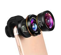 Kit di obiettivi universali 3 in 1 per fotocamera del telefono, obiettivo fisheye a 210 gradi, grandangolo 0,6x, lenti macro 15x, per la maggior parte degli smartphone