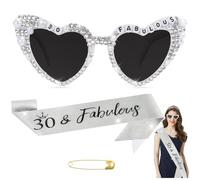 Kit di occhiali da regina di compleanno, fascia per la regina di compleanno, regalo per 21° 30° compleanno, fascia rosa glitterata scintillante, forniture di compleanno per donne e ragazze, per feste