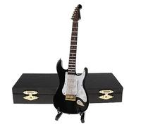 Kit Di Ornamenti Per Strumenti Musicali Modello Di Chitarra Elettrica Mini 4 Colori Chitarra Elettrica In Legno Ornamento Modello Musica Formazione Insegnante Regalo(Black,14cm)