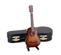 Kit Di Ornamenti Per Strumenti Musicali Modello Di Chitarra In Miniatura Con Supporto E Custodia Mini Violoncello Ornamenti Per Strumenti Musicali(Coffee soundtrack 13cm)