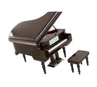 Kit Di Ornamenti Per Strumenti Musicali Modello Di Pianoforte A Coda In Legno In Miniatura Marrone Con Sgabello Mini Accessori Per Strumenti Musicali Decorazione(18x12x15cm)