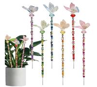 Kit di paletti da giardino con perline, kit di perline per bastone magico da giardino, decorativi a farfalle per prato, cortile, matrimoni all'aperto