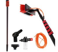 Kit di pali alimentati ad acqua - 7,2 m estensibili telescopici per la pulizia delle finestre con spazzola in alluminio per il lavaggio delle finestre all'aperto senza sforzo