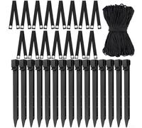 Kit di pali per alberi, 15 pali da 24 cm con corda da 40 m e cinghie per alberi giovani, set di ancoraggio per alberelli per supporto da giardino