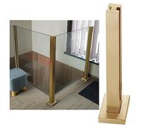 Kit di Pali per balaustra in Vetro Dorato - Design Quadrato Moderno per Uso Interno/Esterno, Ideale per balconi, Scale, terrazze e recinzioni - Palo Centrale da 100 cm con Morsetto