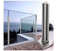 Kit di pali per ringhiere in vetro per scale, terrazze, terrazze e giardini, supporti trasparenti grigi, altezza 100 cm, sistema di recinzione in vetro moderno per una maggiore sicurezza e stile