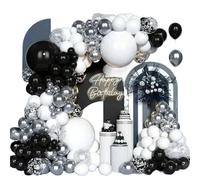 Kit di palloncini ad arco con ghirlanda neri e bianchi argentati da 100 pezzi/set, decorazione for matrimoni, for feste compleanno, anniversario Per Compleanno